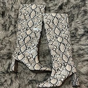 Zara snake skin knee high boots